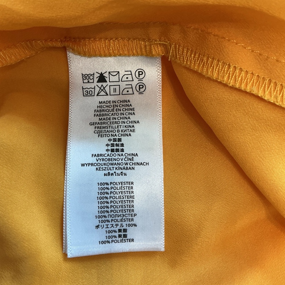 Michael Kors Gold/ Yellow Faux Wrap Side Tie Sleeveless Peplum Top Size Large - Picture 7 of 8